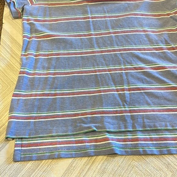 Men’s Polo Ralph Lauren Blue, White, Red & Green Horizontal Stripe Collared Shir - Picture 6 of 8